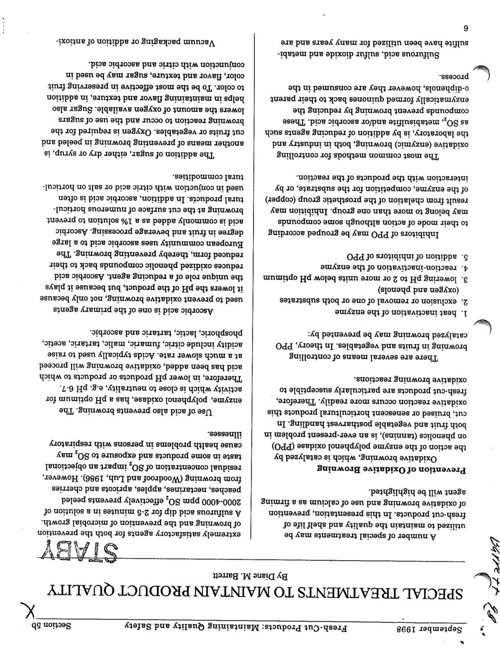 > September 1998 Fresh-Cut Products: Maintaining Quality and Safety Section 5b SPECIAL TREATMENTS TO MAINTAIN PRODUCT QUALITY By Diane M.