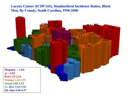 The pattern in black men (Figure 9) was suggestive of some degree clustering in the major tobacco-growing counties,