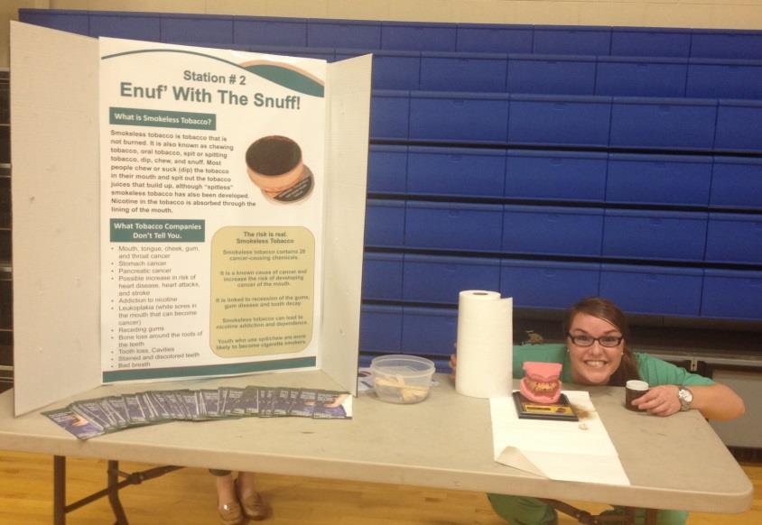 Students will learn about the effects of smokeless tobacco on the mouth. A Mr. Gross Mouth model is used to demonstrate the effects of smokeless tobacco on the mouth.