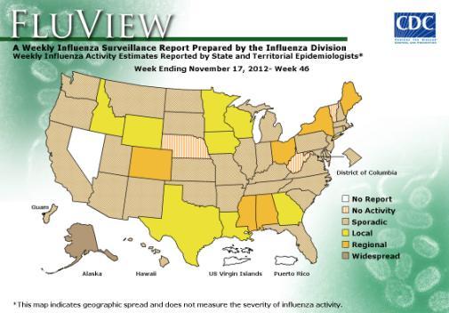 Map: Weekly Geographic Influenza Activity Estimates Reported