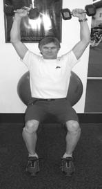 Hold position and lift elbows out to side then push weights