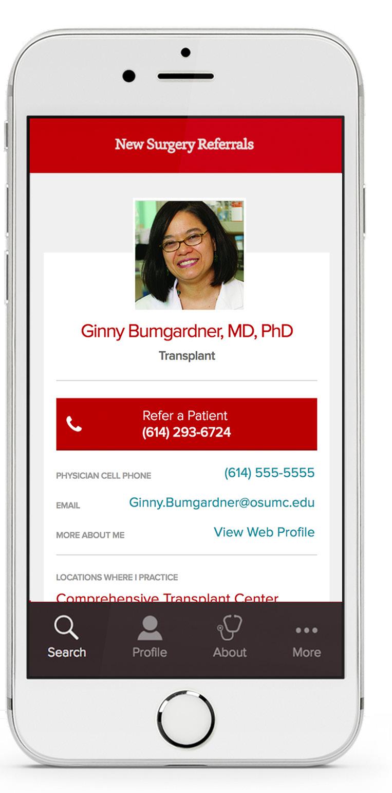 edu/referralapp Use activation code W3xn3r$urg3ry Disclaimer: This app is a pilot for the Department of Surgery and is not a complete listing of every surgeon at Ohio State.