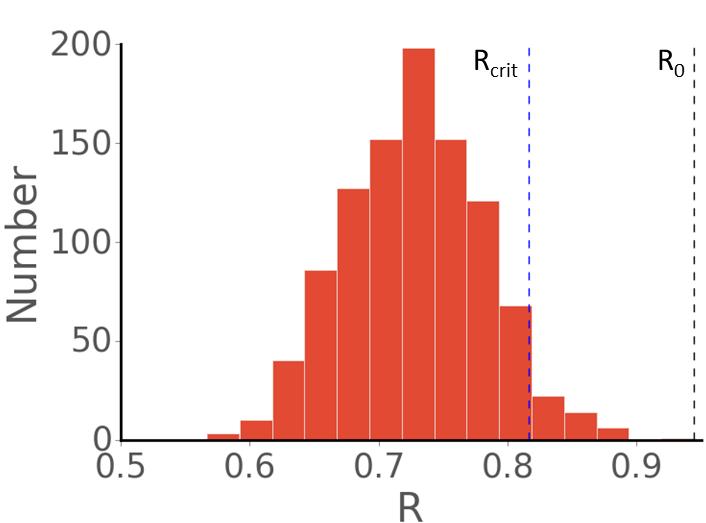 (a) (b) Figure 5.3: Statistically significant voxels (α = 0.05) are calculated from the 95th percentile (R crit ) of the permutation distribution (a).