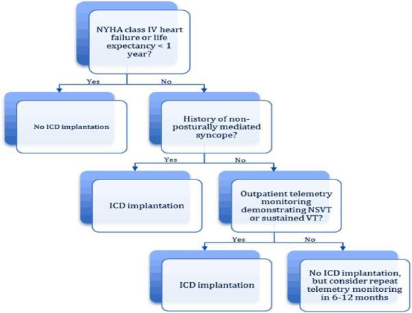 Suggested algorithm for patient selection for ICD implantation for primary SCD prevention Stanford