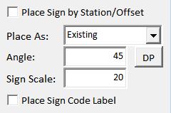 The lower right portion of the dialog as shown below contains various parameters for the sign cell placement. Each is described below.