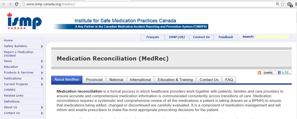 MedRec Online Resources Institute of Safe Medication