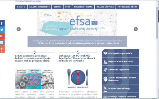 Raising EFSA visibility HAH s website Submenu dedicated to EFSA: Role and importance of EFSA and link to the EFSA website Focal Point network EFSA