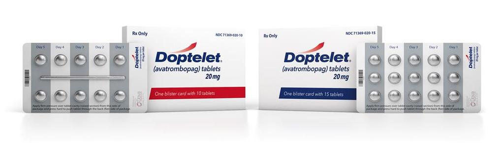 May 21 st, 2018: DOPTELET Receives FDA Approval DOPTELET (avatrombopag) is a thrombopoietin receptor agonist indicated for the treatment of thrombocytopenia in adult patients with chronic liver