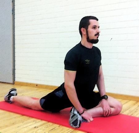 Move your leg to the side as far as you can go comfortably.