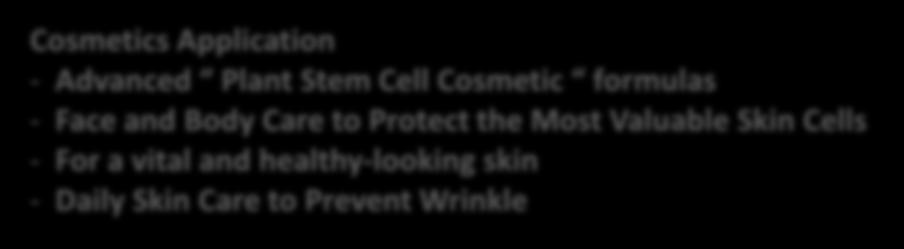 Cosmetics Application - Advanced Plant Stem Cell Cosmetic formulas - Face and Body