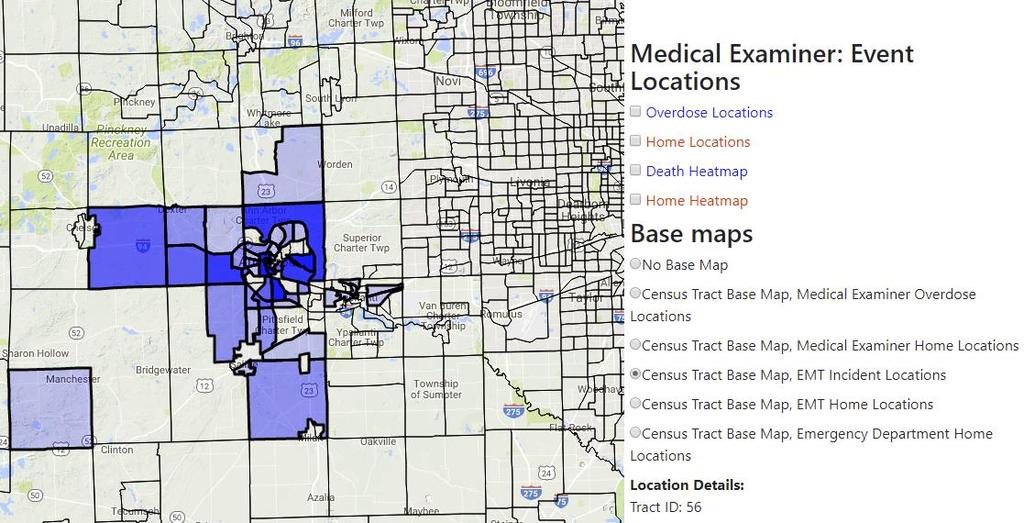 S.O.S. Interface Detail Map: EMS Incident Locations EMS,