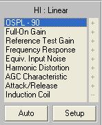 Click Setup on the control panel. The test setup screen displays a list of Unselected and Selected tests.