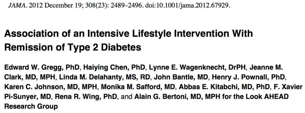 In 16 study centers in the United States, they randomly assigned 5145 overweight or obese patients with type 2 diabetes to receive the ILI, which included weekly group and individual counseling in