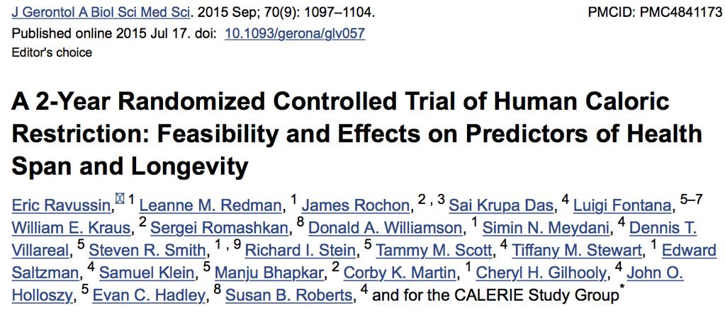 To determine CR s feasibility, safety, and effects on predictors of longevity, disease risk factors, and quality of life in nonobese