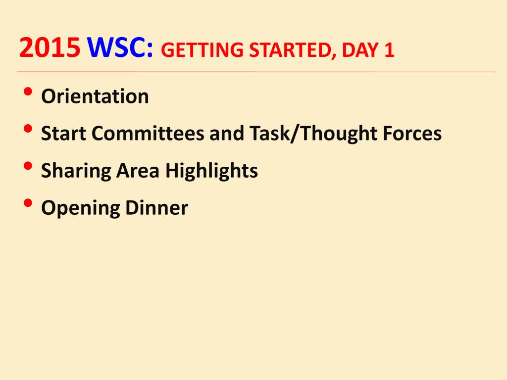 On Day one we had an Orientation session. Committees and Task Forces met for the first time and started doing business. Delegates submitted Highlights ahead of time to share from their Area.