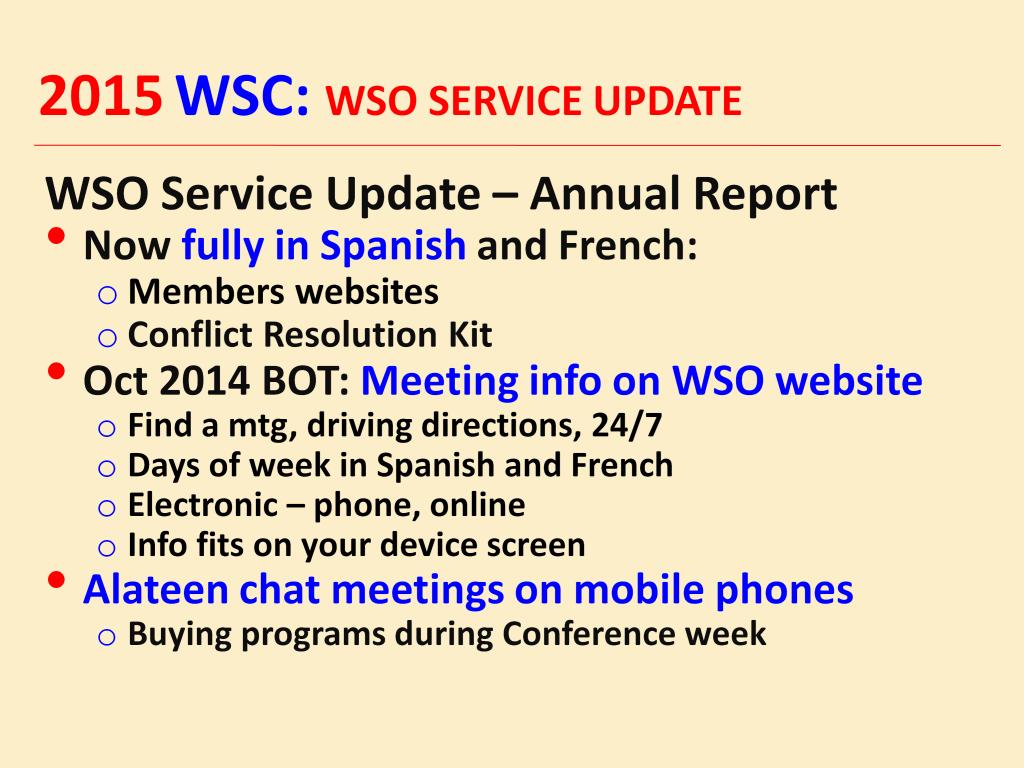 Months ago we received a 40-page file with the WSO Service Update.