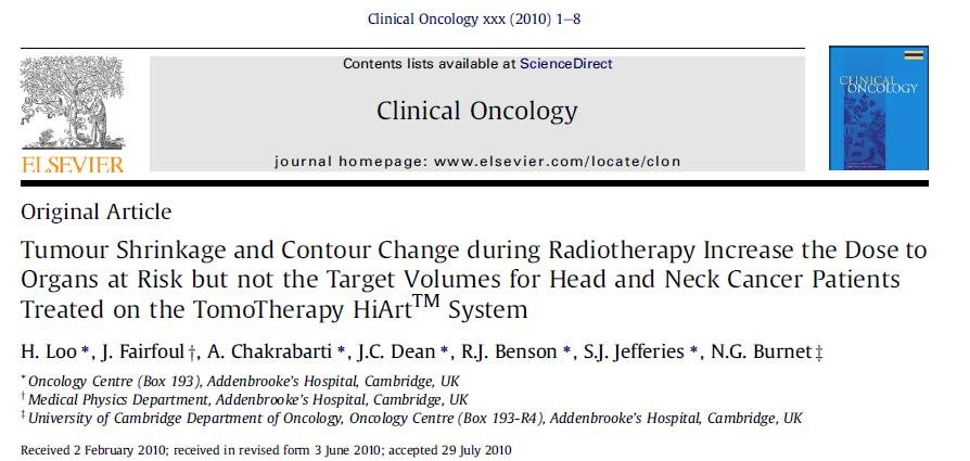 Five patients MVCTs from radiotherapy fractions 1, 6, 11, 16, 22, 27, 32 and 34 The doses