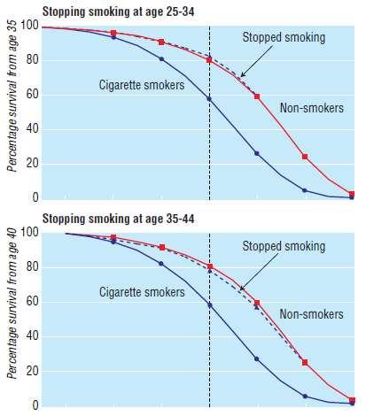 Effects on survival of stopping smoking