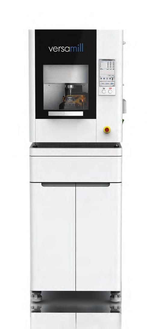 Versamill 5X400 The Versamill 5X400 is a compact 5-axis dental machining center designed for the wet or dry precision machining of copings, crowns, bridges, dentures, titanium custom abutments,