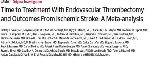 Time-window for endovascular treatment Meta-analysis of pooled individual patient data 1287 adults in 5 randomized