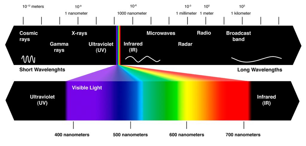 Module 18 The Wavelengths we see What we see as light is only a tiny slice of a wide spectrum of electromagnetic energy, which ranges from gamma rays as short as the diameter of