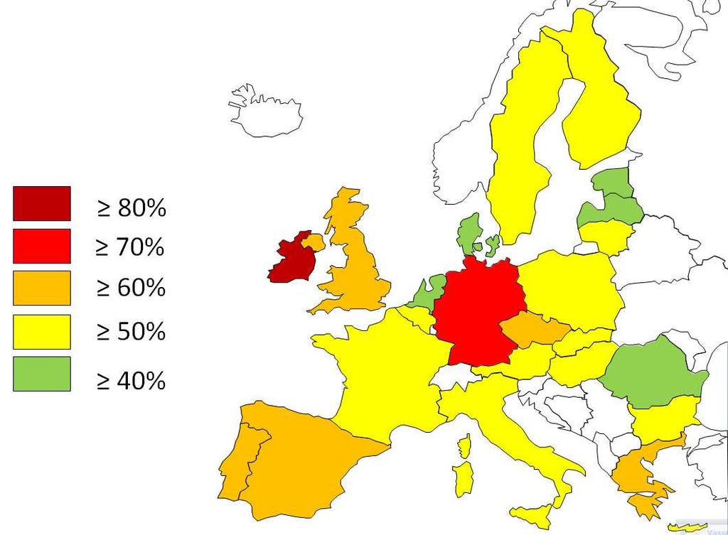 Overweight a growing European problem Percentage of males