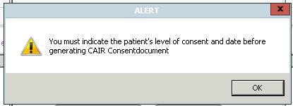 The CAIR Consent document will automatically save to the patient s encounter.