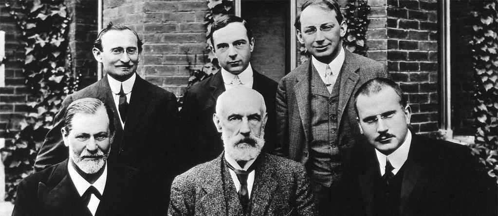 A group photo taken in 1909 with Sigmund Freud on the