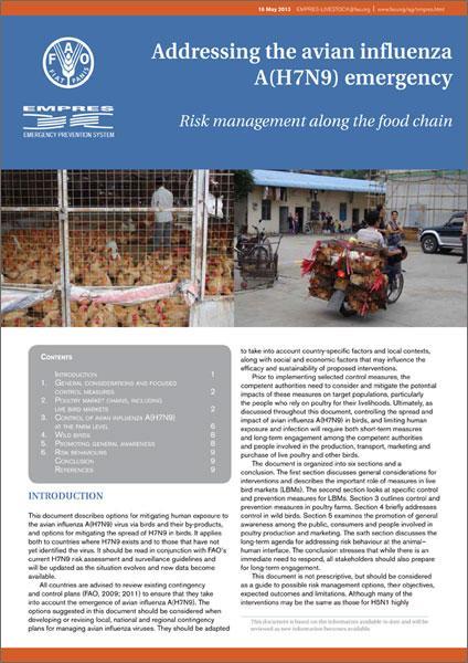 Example: FAO H7N9 guidance documents Available at http://www.fao.