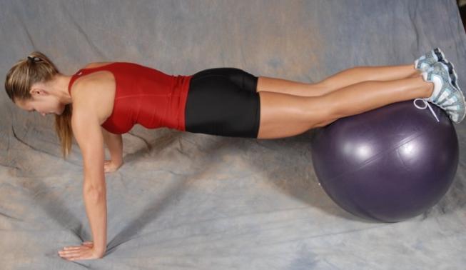 41 Ball Pike - Start in a push-up position with your legs up on the stability ball.