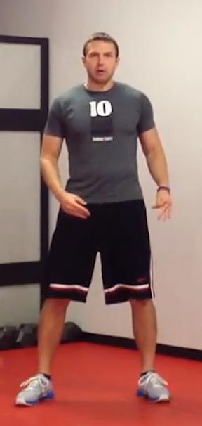 3- Point Shoot Out Stand with your feet about shoulder width apart.
