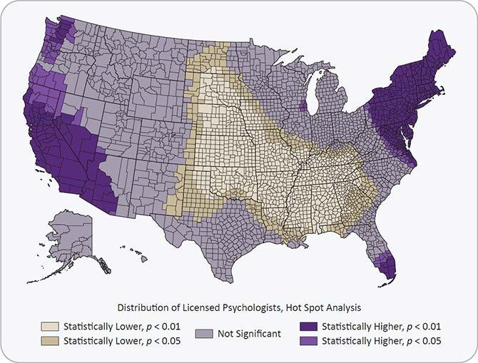 Areas Where Demand is Projected to Grow The South Relatively fewer psychologists in the South and middle of the country than in the Northeast and CA Relationships between the distribution of