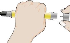 II)EpiPen Instructions A) Form a fist around EpiPen and pull off grey cap (do not twist).