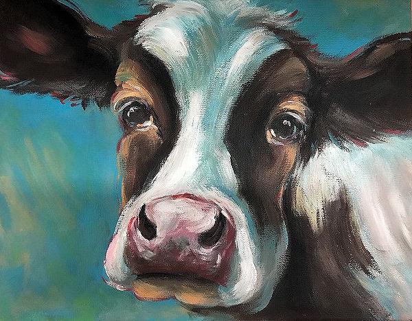 ? Just look at the eyes on this painting of a cow s head!