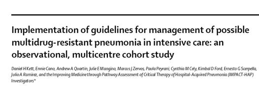 in ICUs with pneumonia (specific criteria for dx) Adherence to treatment