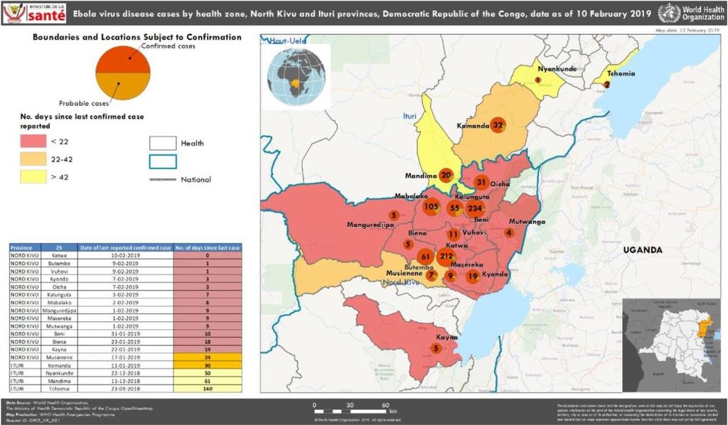 Table 1: Ebola virus disease cases by classification and health zones in North Kivu and Ituri provinces, Democratic Republic of the Congo, as of 10 February 2019 Province North Kivu Health zone