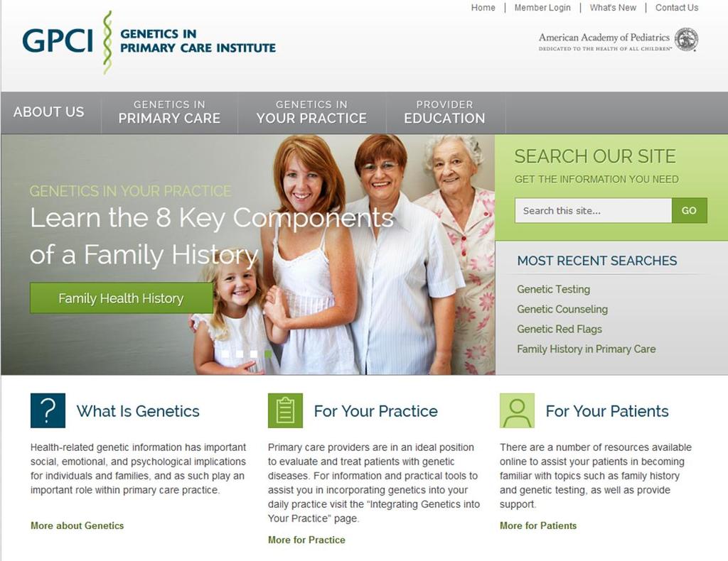 GeneticsinPrimaryCare.org The clearinghouse for education and tools regarding genetics in primary care.