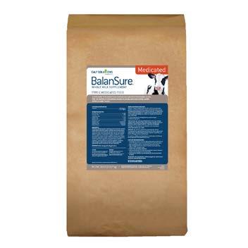 Calf Solutions BalanSure Contains 24% protein and 7% fat to help ensure lean gain Designed to enhance the nutrition of pasteurized milk with the addition of necessary vitamins and minerals.