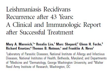Leishmaniasis recidivans PPID, 8 th ed., pg.