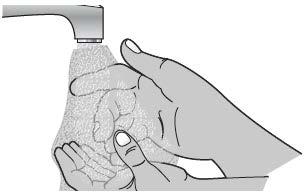 3 - Wash your hands and remove syringe from tray 3A: Wash your hands well with soap and warm water.
