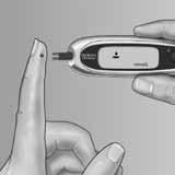 Applying blood and reading results Once you have a blood sample and your meter shows the screen with the flashing blood drop icon R, you are ready to obtain a blood glucose