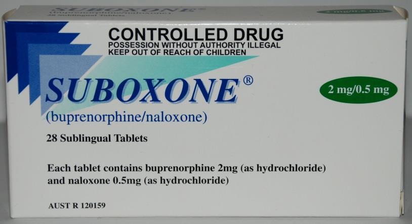 Suboxone Combination sublingual tablet comprising of buprenorphine and naloxone in a 4:1 ratio Available as 2mg/0.