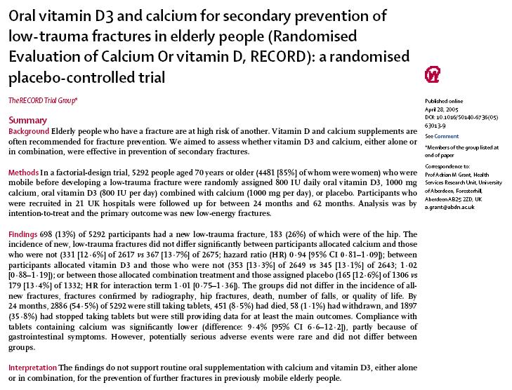 Hypovitaminosis D and a low calcium intake contribute to increased parathyroid function in elderly persons.