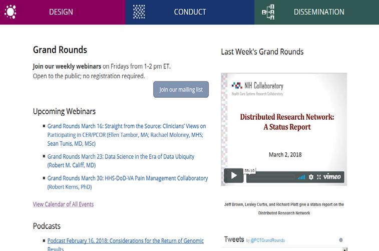 PCT Grand Rounds Presentations Weekly webinars on a wide range of research topics