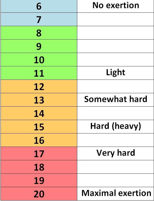 Rate of Perceived Exertion (RPE) Rating system that you can