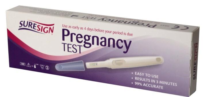 Pregnancy Tests The Suresign Pregnancy Tests are qualitative urine tests that detect human Chronic Gonadotropin (hcg), which is produced 48 to 72 hours after conception