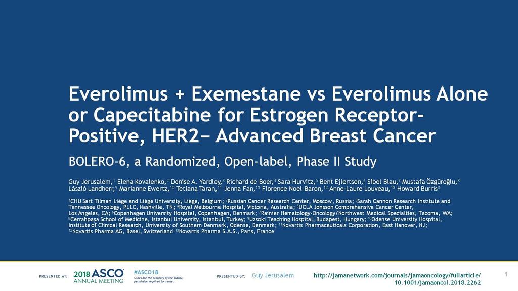 Everolimus + Exemestane vs Everolimus Alone or Capecitabine for Estrogen