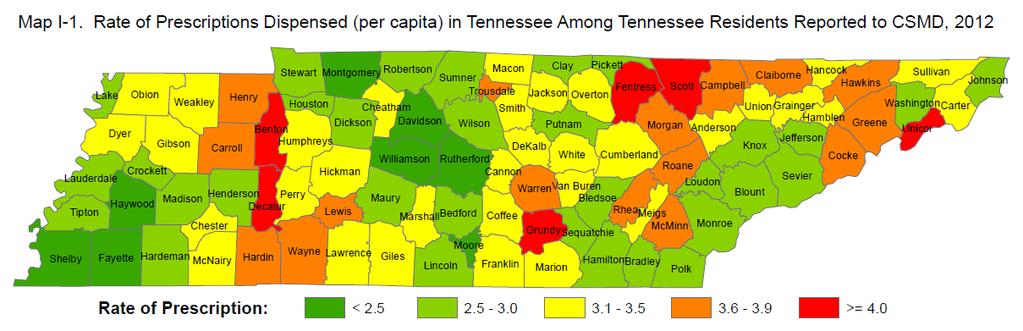As part of the strategy to reduce prescription drug abuse in Tennessee, in 2006, the Tennessee Department of Health established a database to monitor the dispensing of Schedule II, III, IV and V