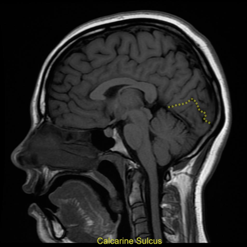 Fig. 4: Calcarine Sulcus Case courtesy of Dr Frank