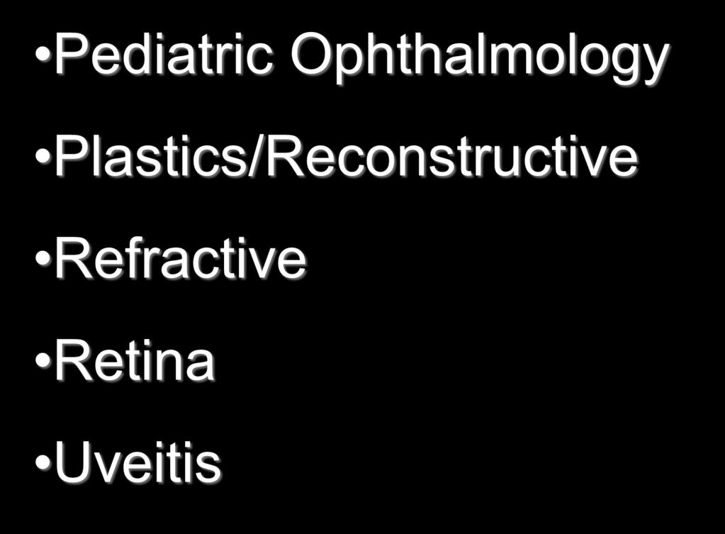 Subspecialties of Ophthalmology Pediatric